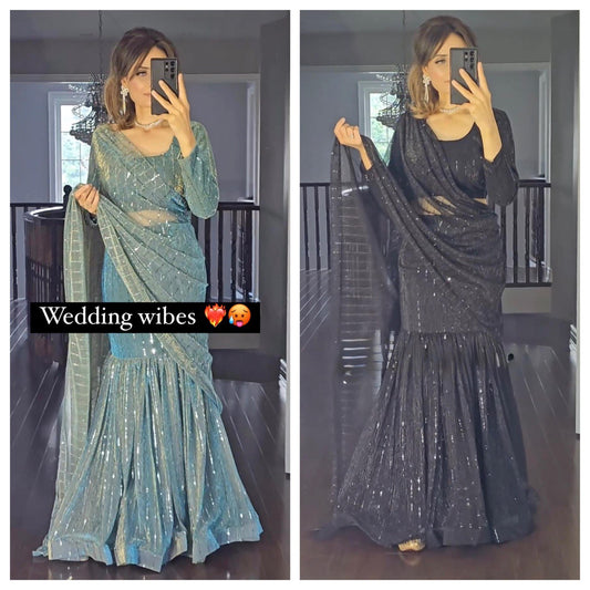 Elegant Lycra Lehenga Saree & Choli Set with Drape Style and Ready-to-Wear Comfort