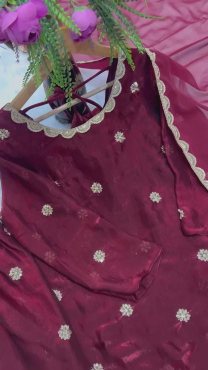 Designer Party Wear Top with Farshi Salwar