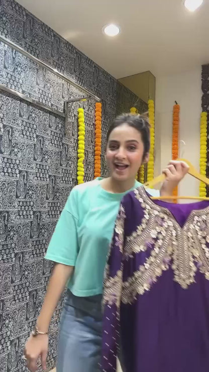 Heavy Chinon Silk Kurta Palazzo Set