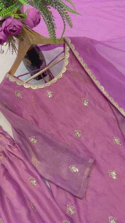 Designer Party Wear Top with Farshi Salwar